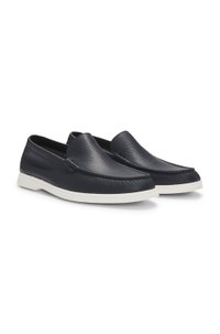 Tumbled-leather moccasins with logo detail