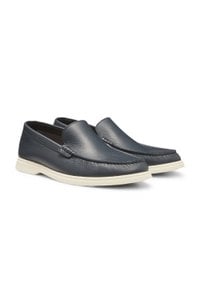 Tumbled-leather moccasins with logo detail