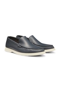 Tumbled-leather moccasins with logo detail