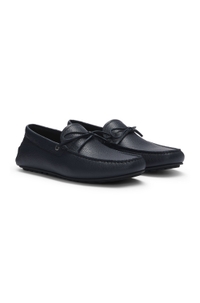 Grained-leather moccasins with driver sole