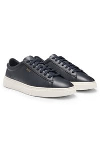 Lace-up trainers in polished leather with logo details