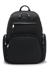 Backpack with leather trims and two-way zip