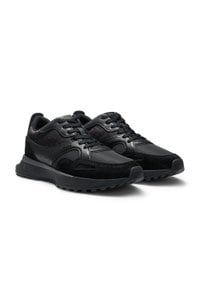 Mixed-material trainers with mesh and leather