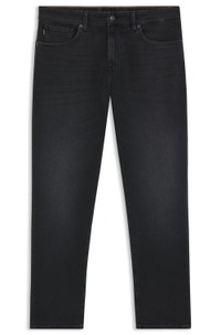 Tapered-fit jeans in black comfort-stretch denim
