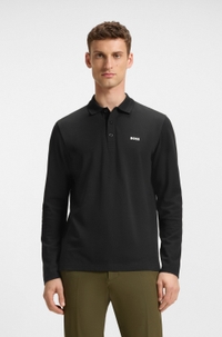 Long-sleeved polo shirt in cotton piqué