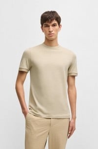 Structured-cotton slim-fit T-shirt with contrast collar