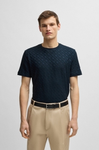 Monogram-jacquard T-shirt in mercerised cotton