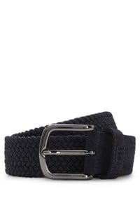 Woven belt with leather trims