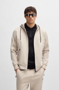 Cotton-blend zip-up hoodie with logo patch
