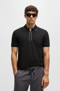 Stretch-cotton polo shirt with contrast stripes
