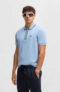 Stretch-cotton polo shirt with contrast stripes