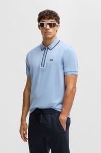 Stretch-cotton polo shirt with contrast stripes