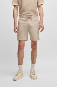 Regular-fit shorts in a linen blend with drawcord