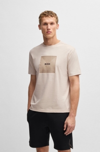 Cotton-jersey T-shirt with fineline logo artwork
