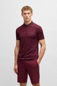 Active quick-dry polo shirt with gradient monogram jacquard