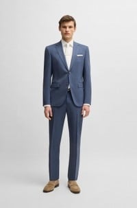 Regular-fit suit in patterned stretch cloth