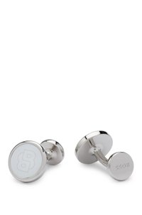 Round brass cufflinks with Double B monogram insert