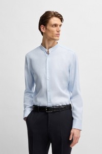 Slim-fit shirt in striped linen-blend twill