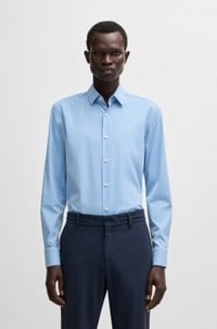 Slim-fit shirt in striped performance-stretch fabric