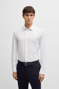 Slim-fit shirt in structured performance-stretch jersey