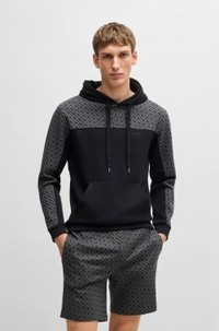 Cotton-blend hoodie with monogram pattern
