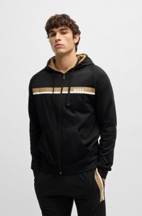 Cotton-terry zip-up hoodie with stripe print