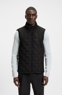 Down-filled gilet with welded-logo pattern