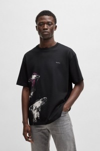 Cotton-jersey T-shirt with jellyfish print