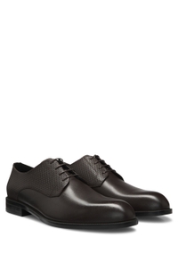 Derby shoes in printed and smooth leather