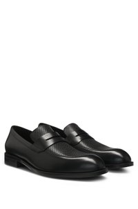 Penny loafers in printed and smooth leather