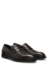 Penny loafers in printed and smooth leather