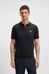 Zip-neck knit polo sweater in cotton