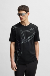 Stretch-cotton T-shirt with degradé print