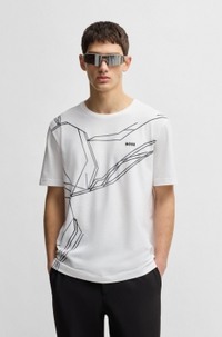 Stretch-cotton T-shirt with degradé print
