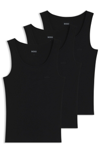 Three-pack of cotton underwear vests with embroidered logos