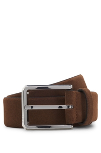 Suede belt with polished pin buckle