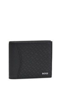 Structured folding wallet with monogram pattern