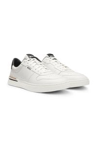 Leather trainers with signature-stripe details