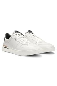 Leather trainers with signature-stripe details