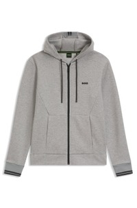 Cotton-blend zip-up hoodie with stripe details