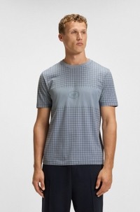 Pima-cotton T-shirt with check print