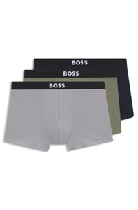 Three-pack of stretch-cotton trunks with logo waistbands