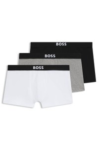Three-pack of stretch-cotton trunks with logo waistbands
