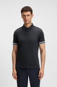 Slim-fit polo shirt in cotton with striped cuffs