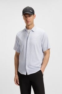 Regular-fit shirt in knitted cotton piqué