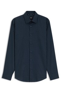 Slim-fit shirt in printed Oxford stretch cotton