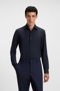 Slim-fit shirt in structured performance-stretch jersey