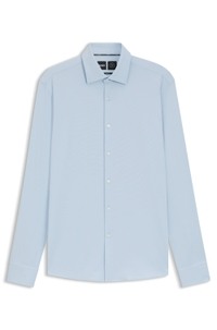 Slim-fit shirt in structured performance-stretch jersey