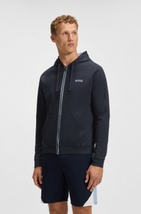 Cotton-terry zip-up hoodie with contrast details
