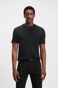 Porsche x BOSS houndstooth-patterned T-shirt in mercerised cotton